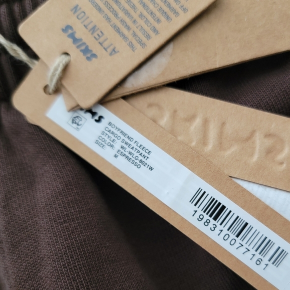 SKIMS Boyfriend Fleece Cargo Sweatpants Espresso M NWT - Picture 4 of 7